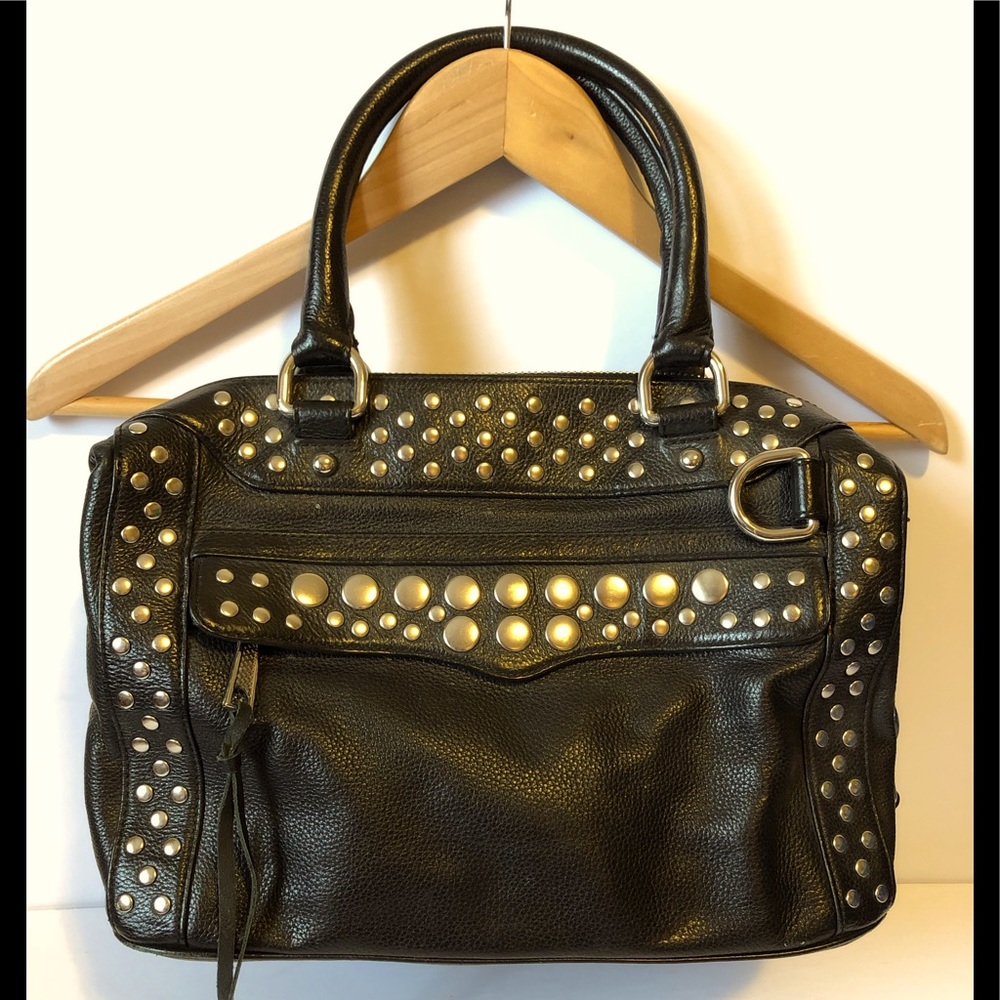 REBECCA MINKOFF studded black satchel EUC